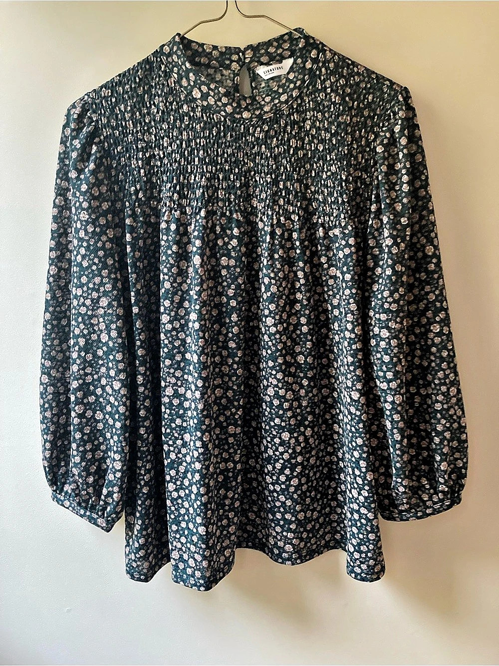 Signature by Levi Strauss & Co. Floral Long Sleeve Blouse in Blue & Pink XL Like
